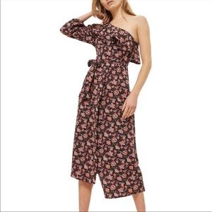 NWT Topshop One Shoulder Ruffle Midi Dress